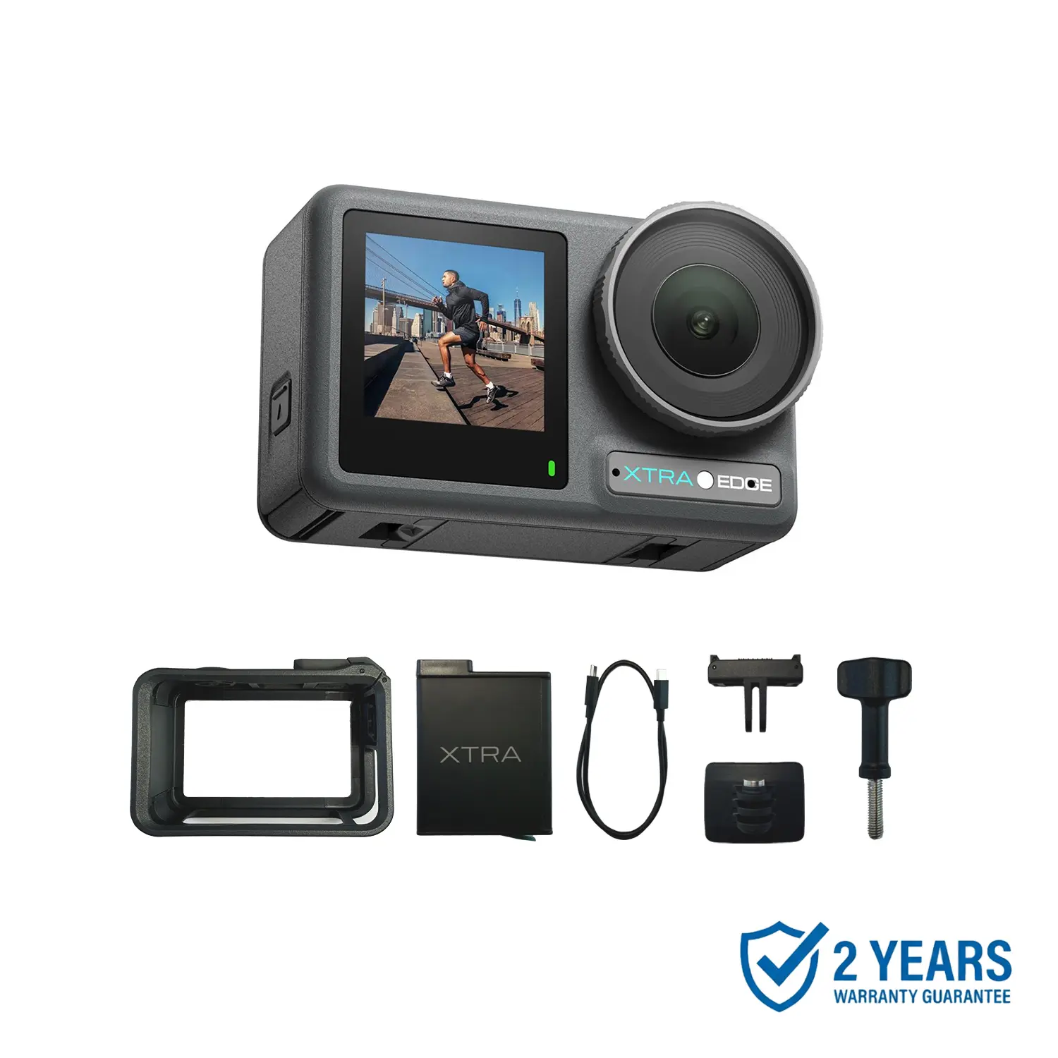 Xtra Edge Action Camera, 1/1.3" Sensor & 4K Cinematic Video, Hyper Stabilization, Waterproof Camera to 52 Ft, 3-Hour Battery, Universal Quick Mount, Vlogging Camera for Adventure Photography