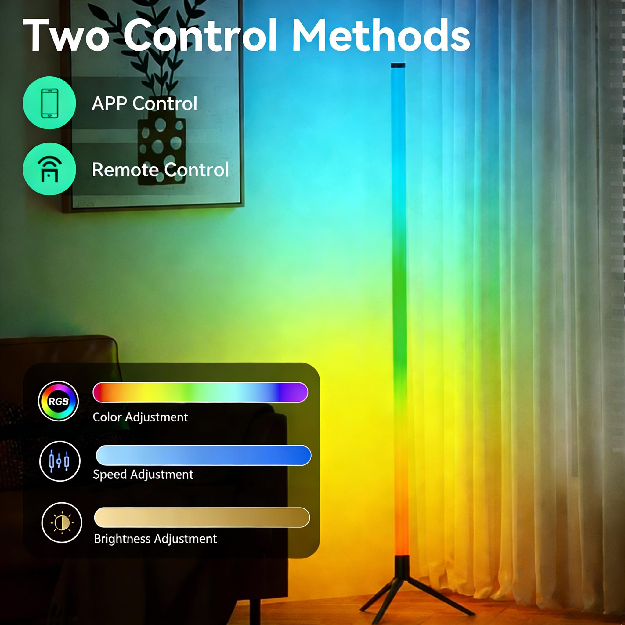 DAYBETTER 360° Standing LED Corner Lamp with Music Sync, Color Shift, Dual Control & Timer, 16M DIY Colors, Perfect for Living Room/Gaming Room, Smart RGB Floor Lamp