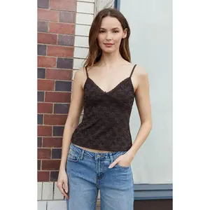 John Galt Women's Brown Amara Lace Tank Top