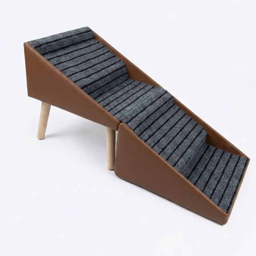 17"New pet dog climbing ladder ramp bedside table wooden slope steps non-slip dog stairs 2-in-1 Home Bearing capacity 150 lbs dog ramp for large dogs pet furniture Dog steps Dog stairs Automon dog ramp cat stairs