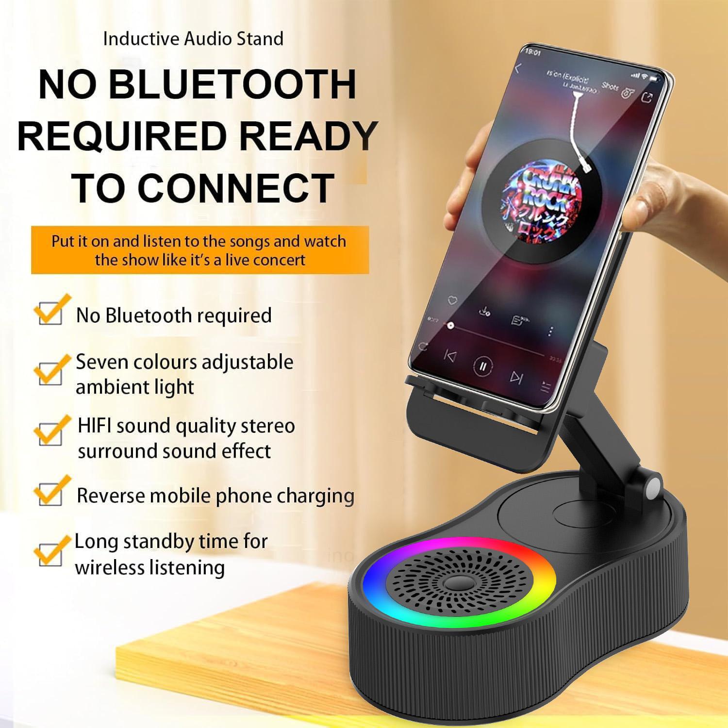 Cell Phone Stand with Wireless Bluetooth Speaker, LED, Anti-Slip Base HD Surround Sound,Perfect for Home/Outdoor with Bluetooth Speaker for Desk Compatible with iPhone/ipad/Android,Gifts for Men Women