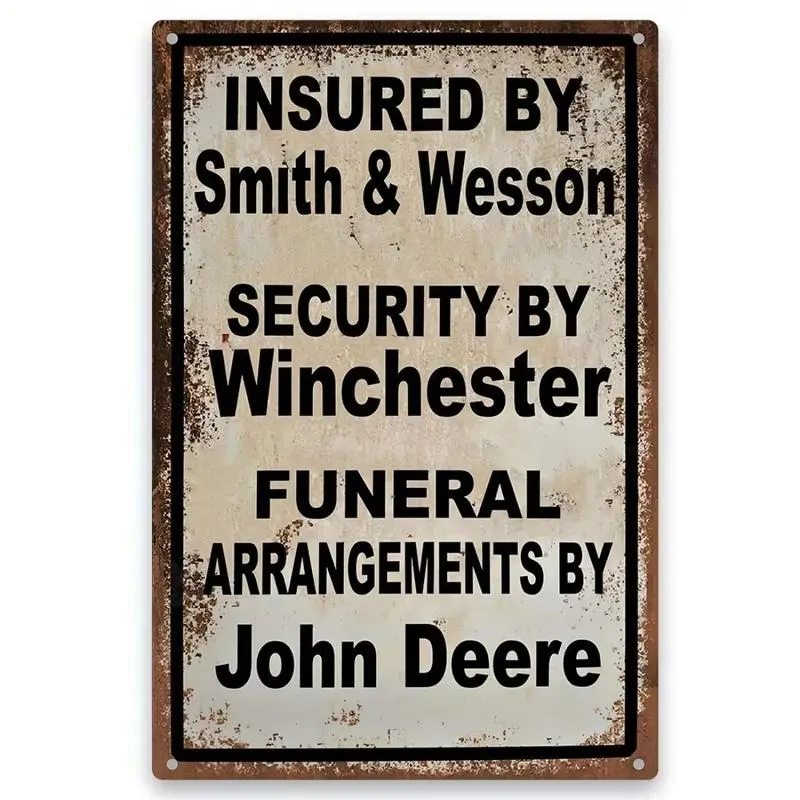 Vintage Metal Aluminum Decorative Sign - Colorful 8x12 in Vibrant Rectangular Plaque, Smith & Wesson Security/John Deere Funeral Arrangements Designs, Holiday Novelty Decor, Durable for Home/Office Use, Living Room Gift #TOP PICKS