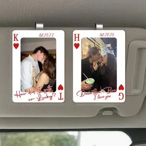 Personalized Couple Photo Car Visor Clip, Drive Safe Gift For Him, Couple Picture Playing Card, Valentines Day Gift For Boyfriend