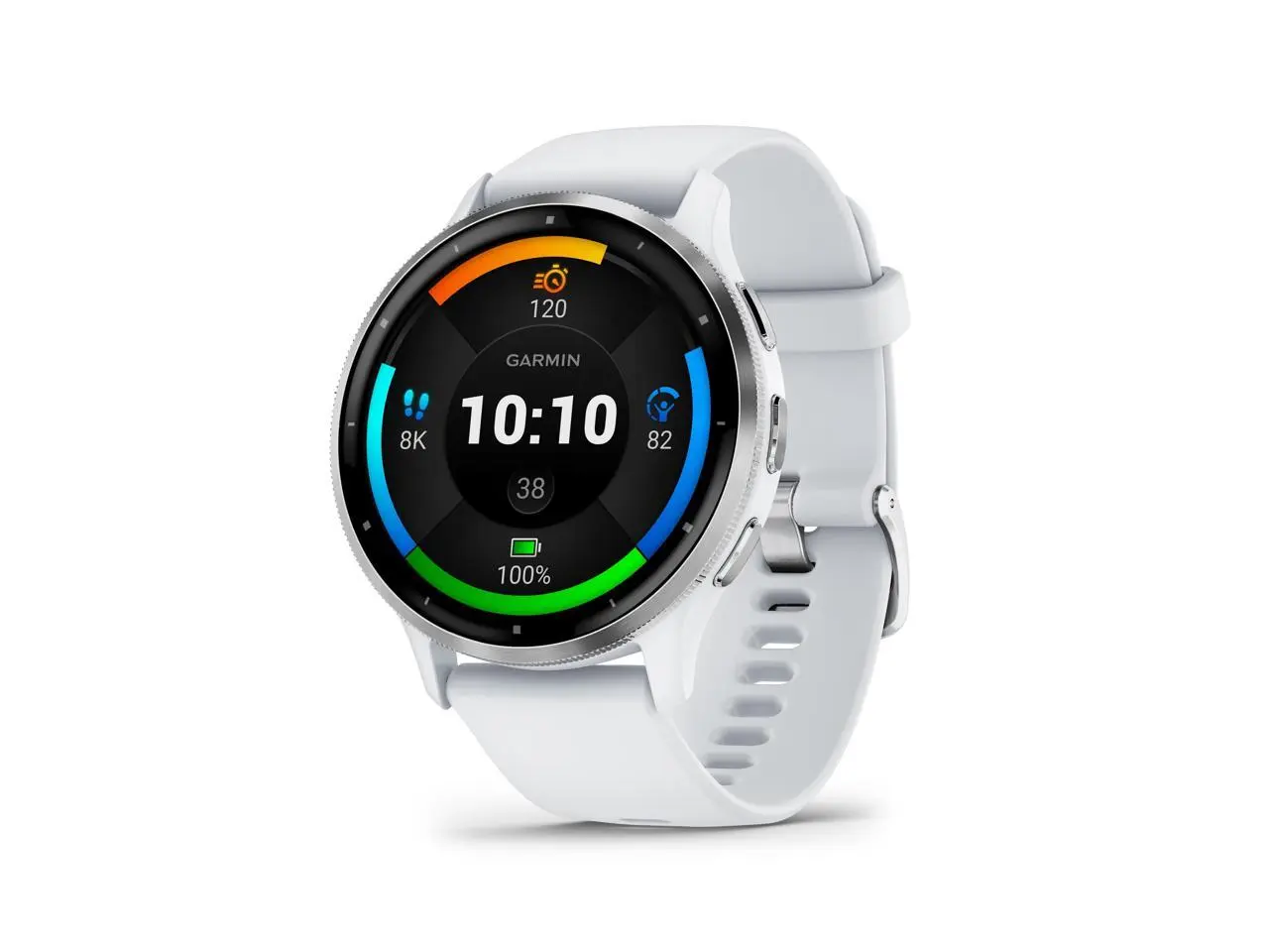 Garmin Venu 3 Silver Stainless Steel Bezel with Whitestone Case and Silicone Band | Smart Watch 010-02784-00