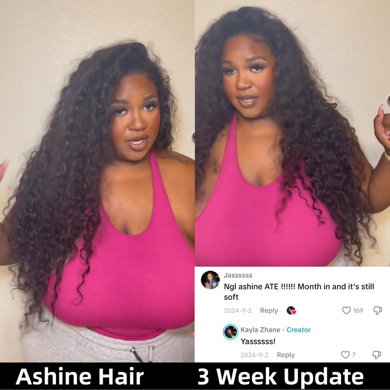 [Valentine's Day Special]  Ashine Vacation Hair 10A Brazilian Virgin 100% Human Hair Deep Wave Deep Curly Bundles Sew In Quick Weave Ponytail Closure Extensions One-directional Cuticles-sleek, Tangle-resistant, and Re-wearable 12-30 Inches Afro Kinky Bulk