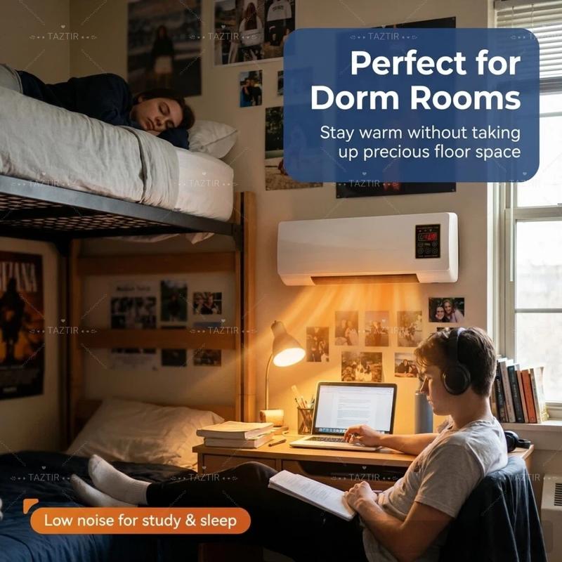 TAZTIR Wall-Mounted Heater for Indoor Use 1200W GarageHeater Electric with 6-Hour Timer Remote TouchscreenControl Natural Fan Mode Overheat Protection