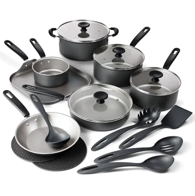 Tramontina Primaware 18-Piece Nonstick Cookware Set, Asphalt