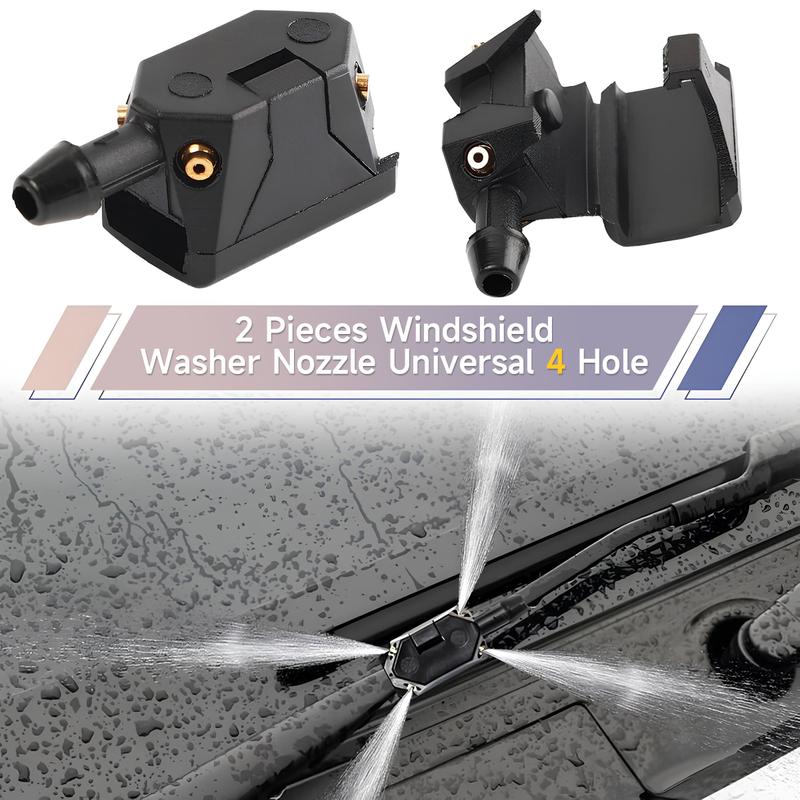 DABATR 2 PCS Front Windshield Washer Nozzles, 4-Hole Spray Wiper Arm Sprayer, 5mm Inlet Left & Right Washer Squirter Replacement, Universal Car Accessories DABATR 2 PCS Front Windshield Washer Nozzles, 4-Hole Spray Wiper Arm Sprayer, 5mm Inlet Left & Right Washer Squirter Replacement, Universal Car Accessories