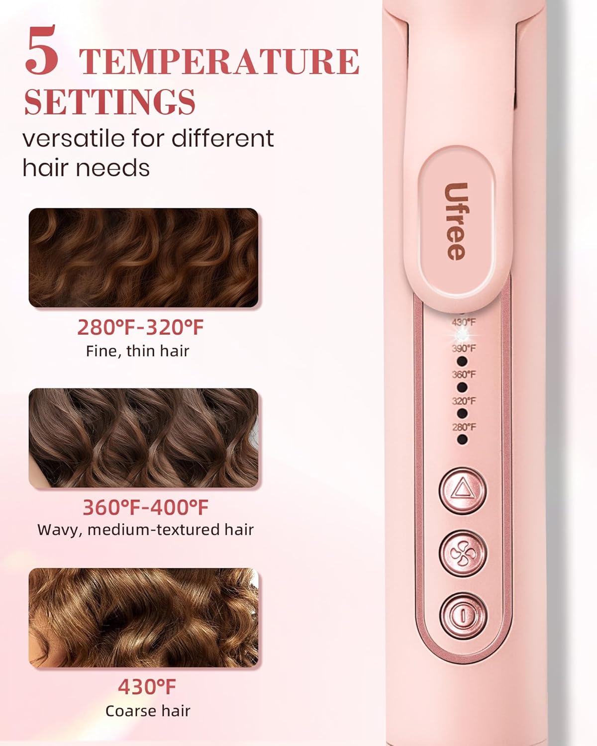 Airflow Curling Iron for Lasting Curls - Ceramic Flat Iron Hair Straightener and Curler 2 in 1, Anti-Scald Curling Wand 1.25 Inch with 360° Cool Air, 5 Temps & Auto Shutdown, for Long Short Hair