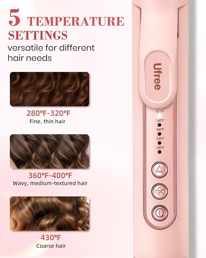 360°Airflow Styler, 1 1/2 inch Curling Wand & Hair Straightener 2 in 1 with Ionic Cool Air to Lock in Style, Titanium Flat Iron Curler in One with Dual Voltage