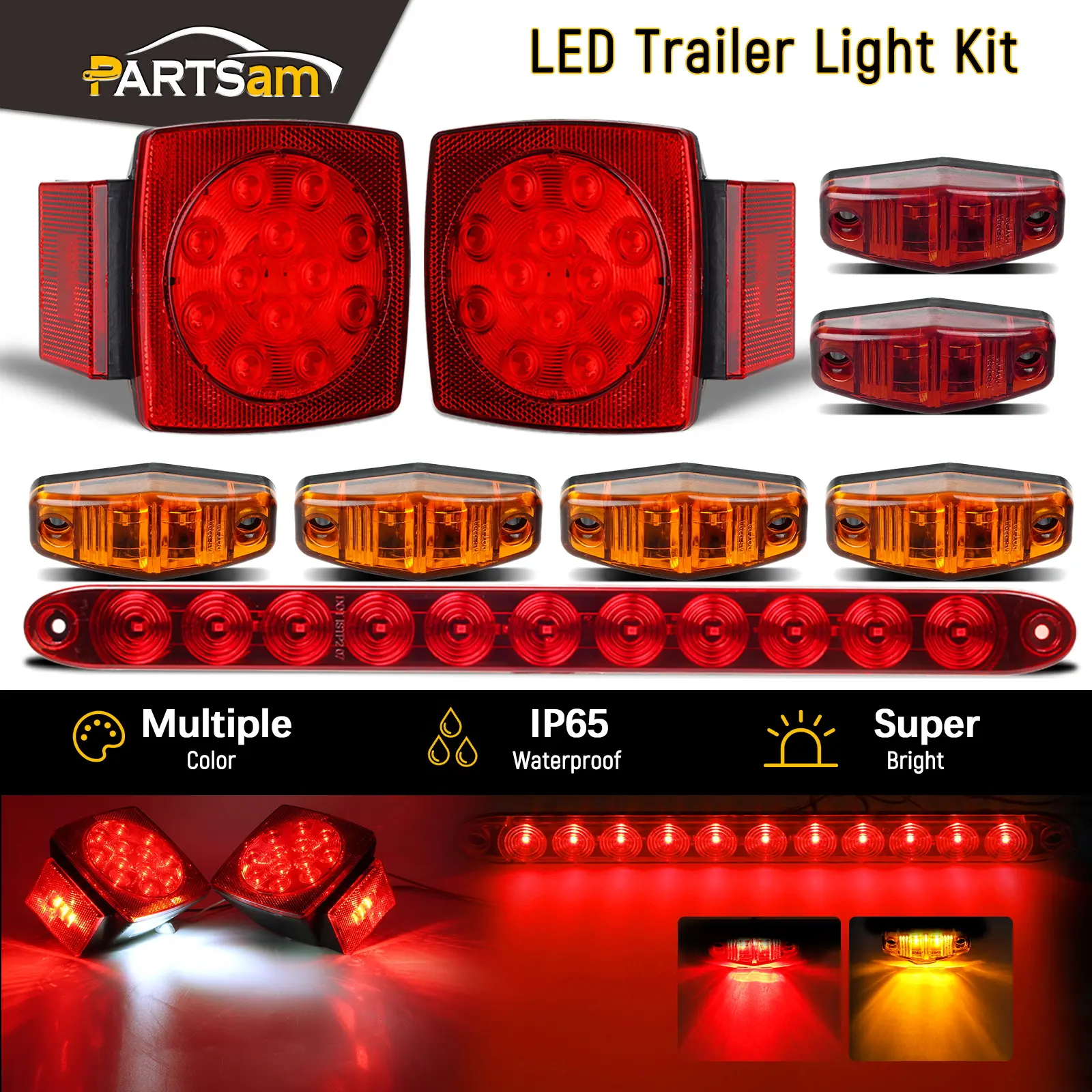Partsam Submersible Under 80" LED Trailer Light Kit