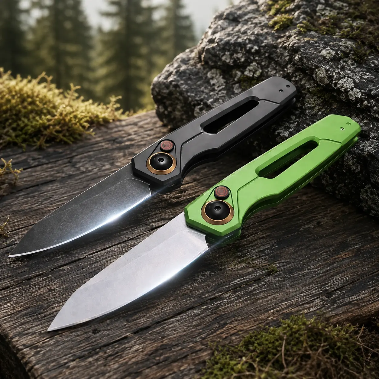 KS 7550 Foldable EDC Pocket Knife - 1-Hand Button Lock, Reverse Tanto Edge, Aircraft-Grade Alum Handle (Resists Daily Wear), CPM154 Steel Blade, Tools and Gadgets, Fits EDC Bags with Ease, Built for Camping, Hiking, DIY, Gift for Men