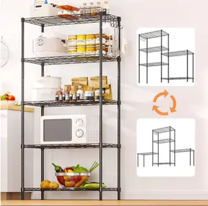 Adjustable 5-Tier Standing Storage Shelf, Versatile Metal Wire Rack for Pantry & Kitchen Adjustable 5-Tier Standing Storage Shelf, Versatile Metal Wire Rack for Pantry & Kitchen