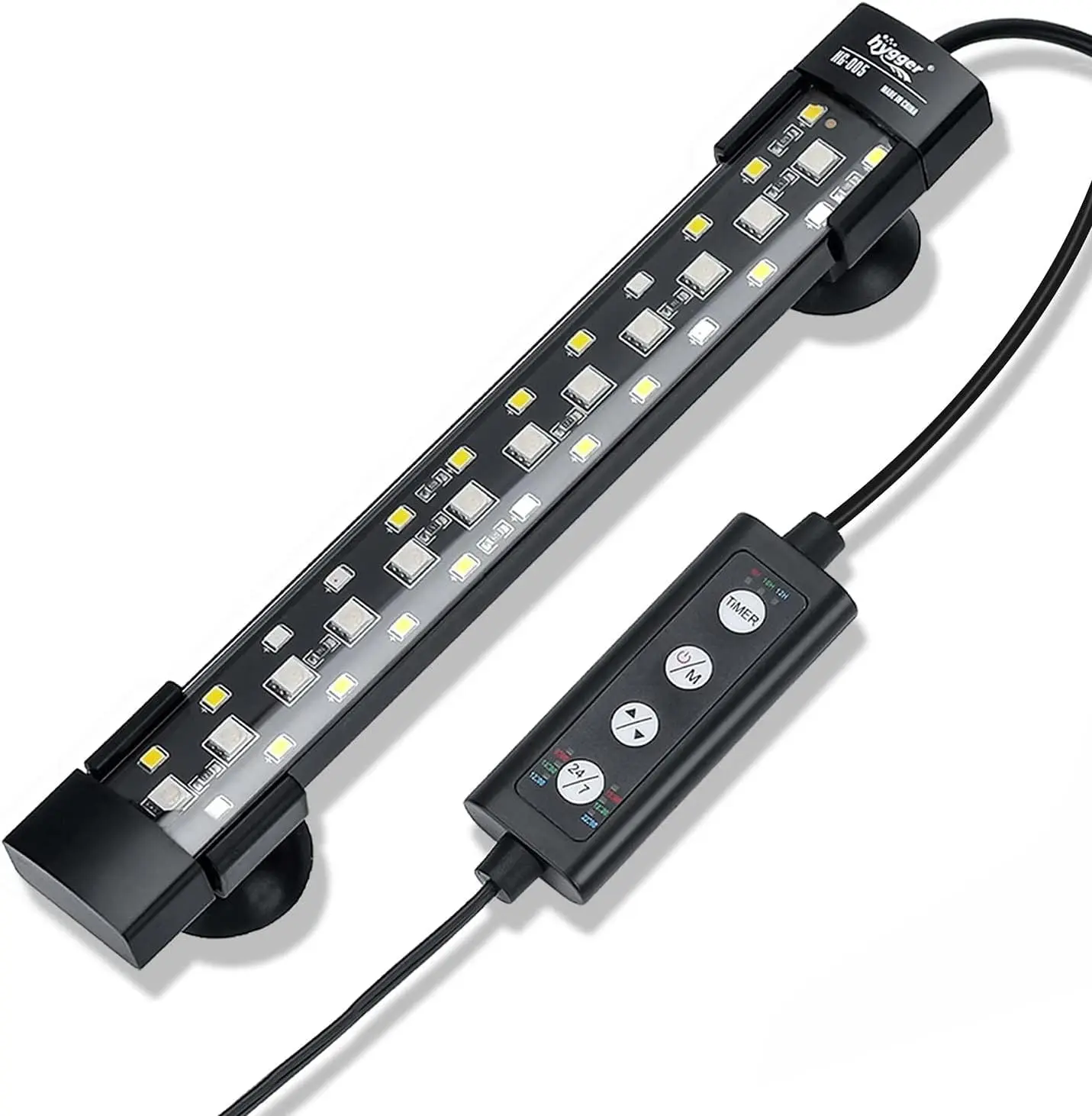 hygger Submersible Aquarium LED Light with Power Adapter, 24/7 Mode Full Spectrum 3-Row Beads 7-Color Hidden Light for Freshwater/Saltwater Fish & Turtle Tanks, Adjustable Timer & Brightness Auto On/Off Sunrise-Daylight-Moonlight, Aquarium Light, Aquascap