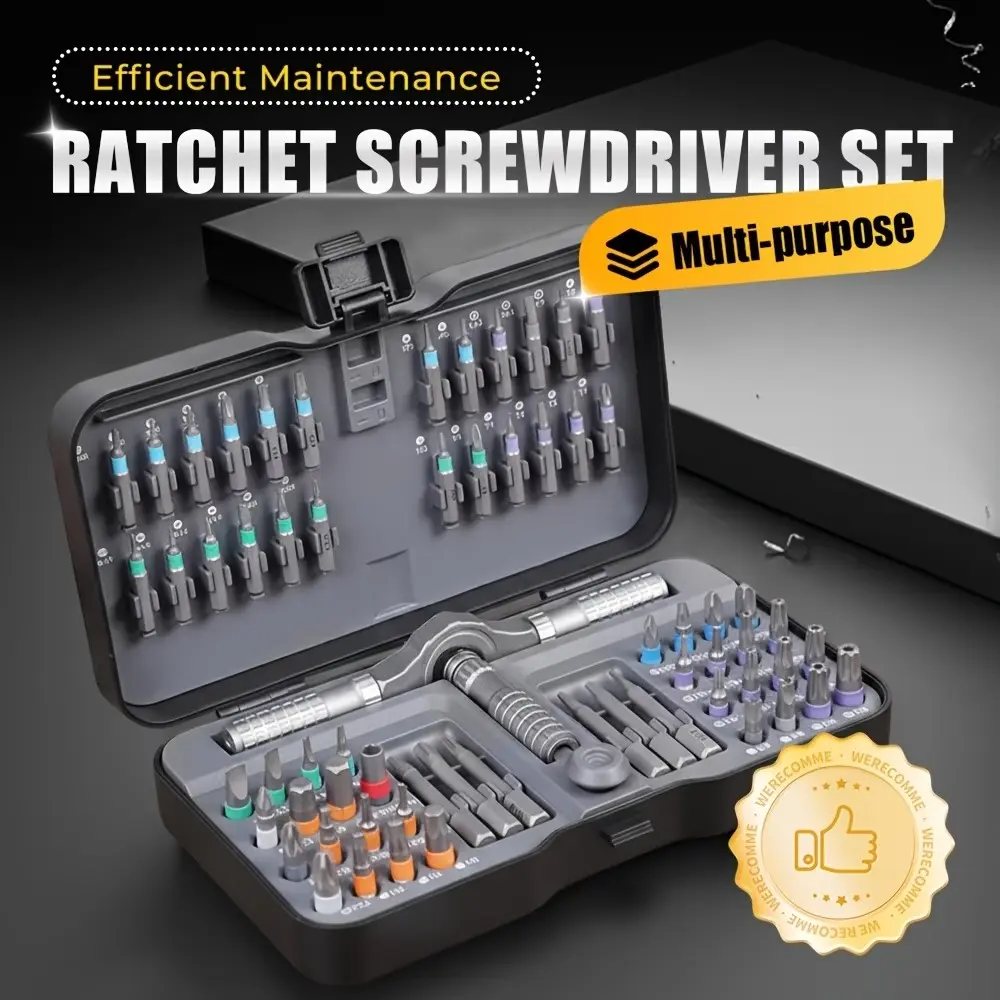 Magnetic Ratchet Screwdriver Set, Multipurpose Screwdriver Kit with S2 Steel Bits and Flexible Shaft, Ratcheting Screwdriver, Ideal for Furniture Assembly, Electronics Repair, DIY, Professional Use, Magnetic Screwdriver Tools