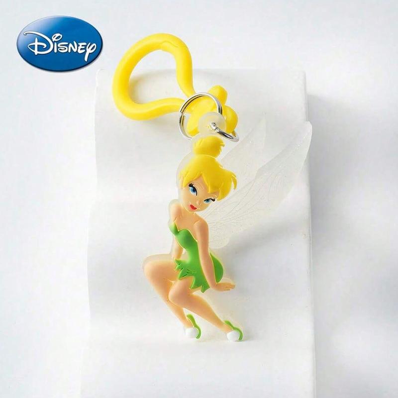 Disney Princess Tinker Bell PVC Keychain 1PC Official License Figurine Bag Clip Charm Collector Keyring Backpack Decor Durable PVC Rubber Gift