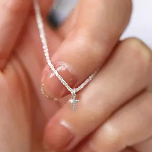 Sterling silver plated cross pendant necklace-elegant necklaces for women, stylish zircon accents, perfect gift for her, durable and hypoallergenic jewelry