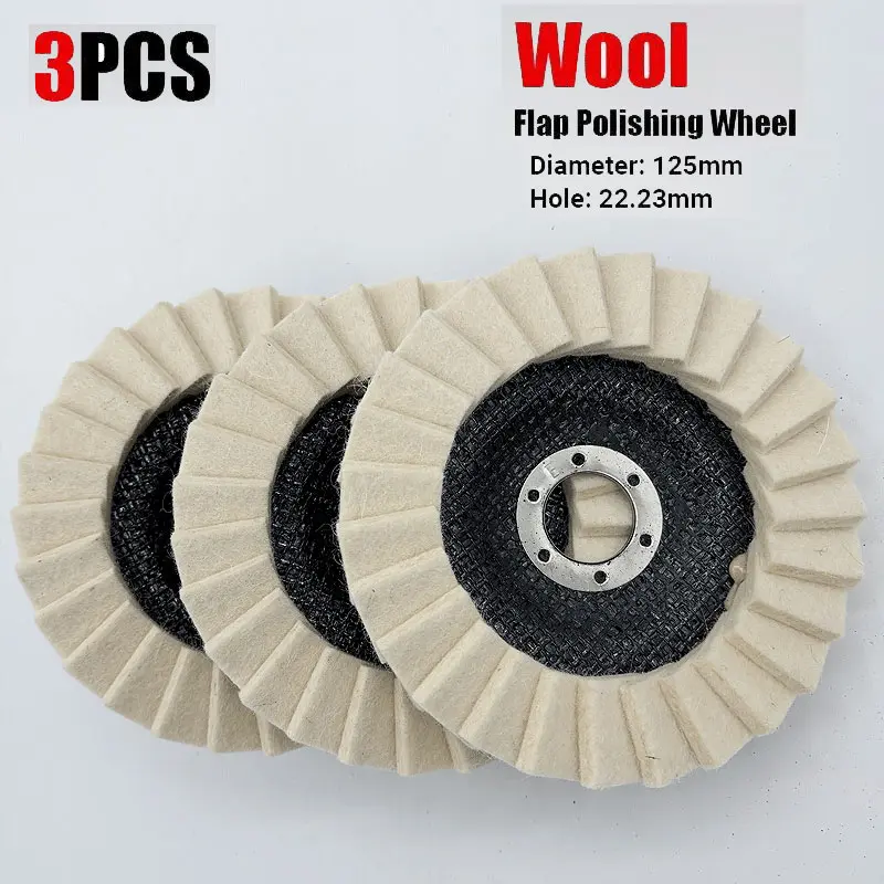 3pcs 5in (125mm) Wool Polishing Buffing Pads for Polishers, Angle Fit Angle Grinder Accessories, Arbor Mount Grinding Disc with Longer Life, 13000 Max RPM, 3000 Recommended RPM, Heat Dissipates - Tools & Hardware, Abrasive Products