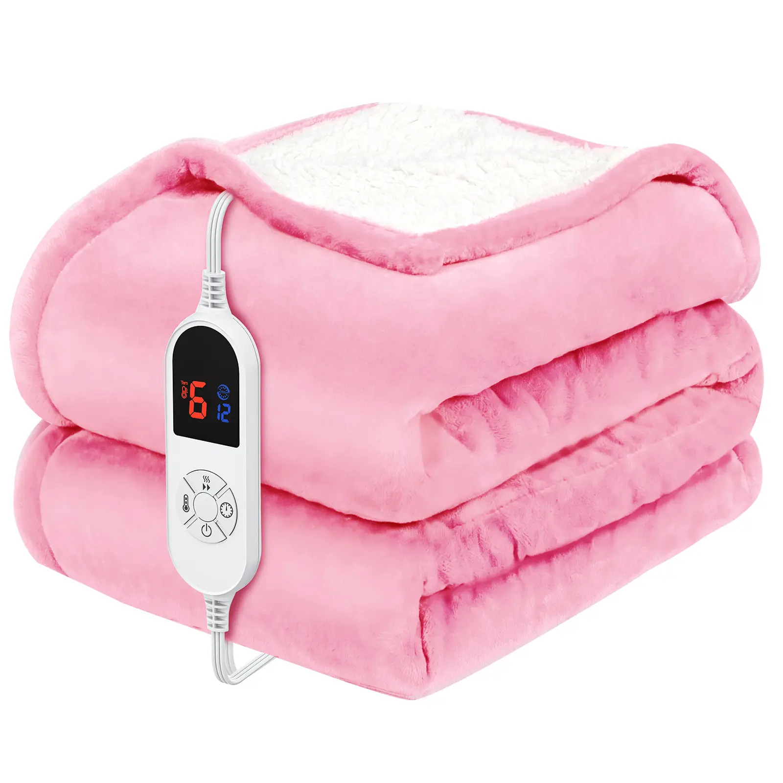 VUSIGN Heated Blanket Electric Throw, Full Body electric blanket - 6 Heat Levels, 4/10 Auto-Off, Flannel Sherpa, Machine Washable, Gift for Winter, Cozy Night, Home Use, Valentine's Day gift, Christmas Gift,dorm essentials,home essentials