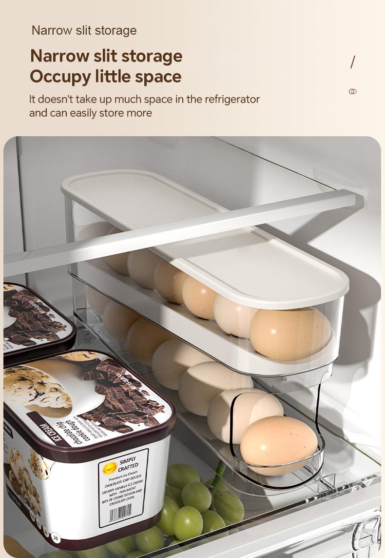 MiAoLi Rolling Egg Holder for Fridge, Egg Dispenser for Refrigerator, Automatic Rolling Storage Container for Countertop, Kitchen &Outdoor Use (3.35"x3.74"x11.02") 1 Pack