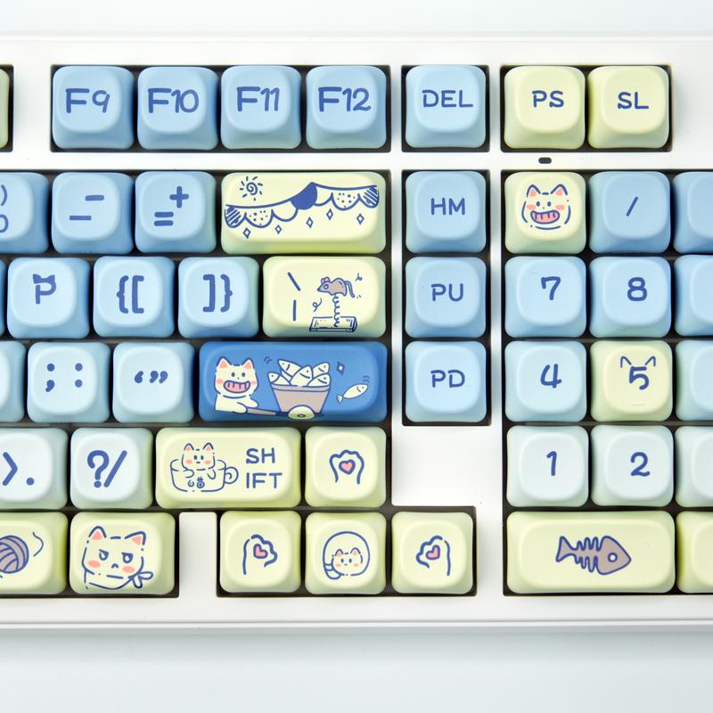 AULA MOA Keycaps 130 Keys, Cute Cloud Puppy Dye-Sub PBT Keycap Set, MX Compatible, 60% 65% 75% TKL 100% Mechanical Keyboards