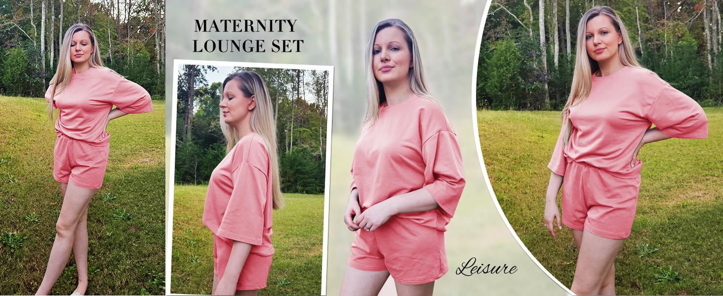 Tankaneo Womens Pajama Sets 3/4 Sleeve Oversized Tops and Elastic Waist Shorts Lounge Sets Loungewear