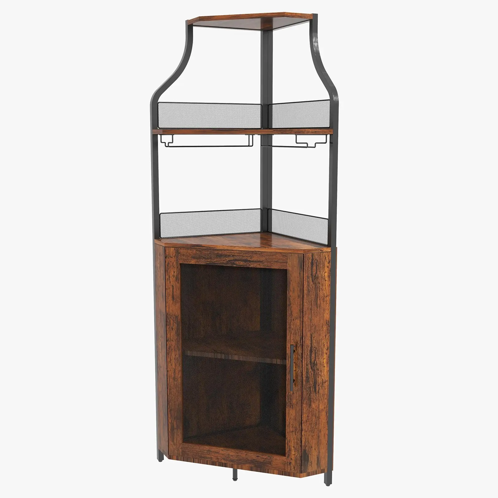 Garvee Corner Bar Cabinet Collection with LED Strips, Adjustable Shelves, Detachable Wine Racks, Glass Holders, Drawers, and Storage Shelves in Multiple Colors and Finishes for Small Spaces and Home Use
