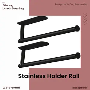 Black Wall Mounted No-Drill Towel Hook for Bathroom and Kitchen, Heavy Duty Wall Hook with Adhesive and Screw Installation, Paper Towel and Bathroom Hook