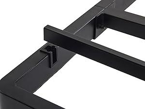 VINGLI Twin Floating Bed Frame with USB Charging Station/LED Lights, 14'' Platform Bed Frame Twin Size Heavy Duty Metal Bed, No Box Spring Needed,Black