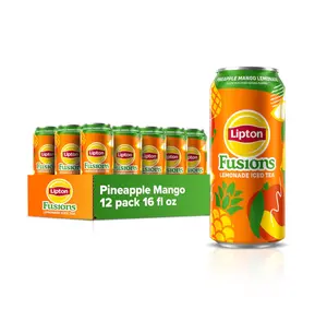 Lipton Fusions, Pineapple Mango Lemonade Iced Tea, 16 Fl Oz Cans (Pack of 12)