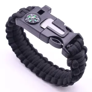 Survival Bracelet Paracord Rod Compass Metal Double Buckle Outdoor Tactical Umbrella Rope Efficient Compass Precise Pointing Quick Positioning