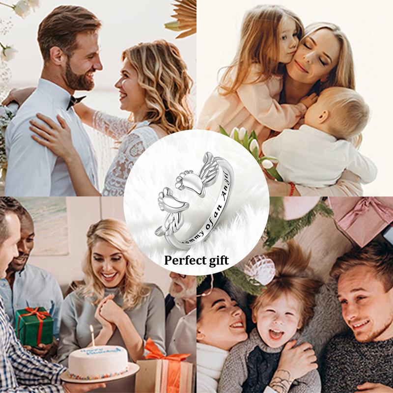 Adjustable Letter & Wing Ring | Personalized Angel Cuff Ring for Daily Wear