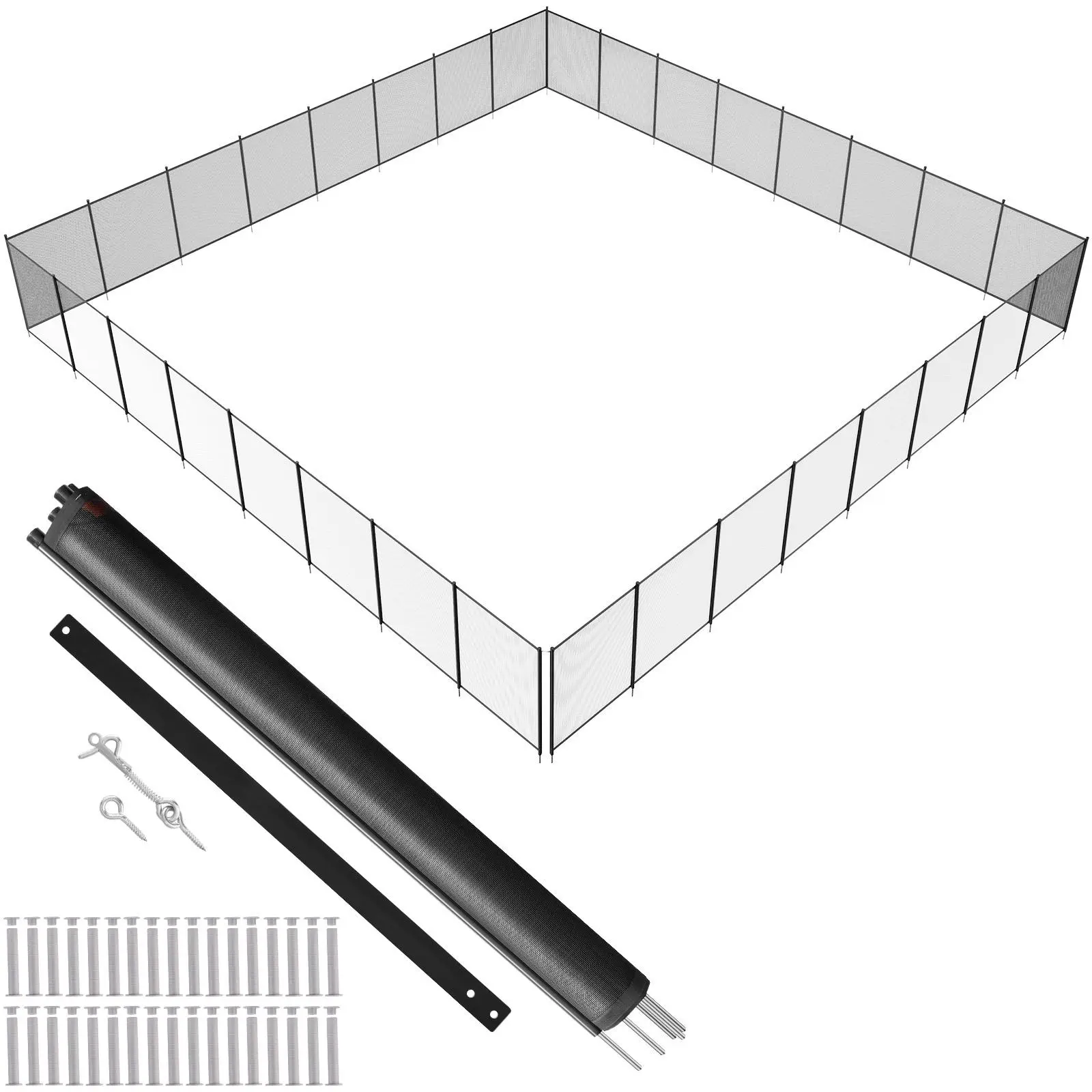 【FathersDayGift】VEVOR Pool Fence,  , 4 x 96 FT Pool Fences for Inground Pools, Removable Child Safety Pool Fencing, Easy DIY Installation Swimming Pool Fence, 340gms Teslin PVC Pool Fence Mesh Protects Kids and Pets