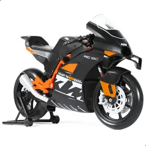 1/12 Scale KTM RC 8C Track Motorcycle Die-Cast Model – Alloy Metal Limited Edition Racing Bike with Rotating Front Wheel, Collectible Moto Gift for Adults Black Orange