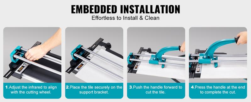 VEVOR Manual Tile Cutter 48 Inch Porcelain Ceramic Tile Cutter with Tungsten Carbide Cutting Wheel,  Infrared Positioning, Anti-Skid Feet, Double Rails  VEVOR Super Brand Day