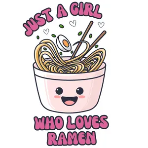 Girl who loves ramen, heat transfer, press and peel Girl who loves ramen, heat transfer, press and peel