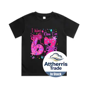 7th Birthday Girl I was 6 Now I'm 7 Year Old Girl Birthday Cotton T-shirt, Graphic Print Round Neck Short Sleeve Casual Tee for Boys Girls