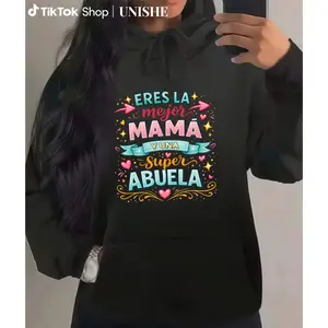 Super Grandma and Best Mom Hoodie – Long Sleeve with Beautiful Spanish Print, Ideal Gift