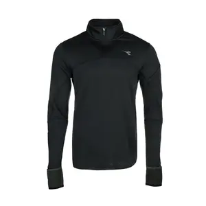 diadora Mens Warm Up Winter Protection Mock Neck Long Sleeve Quarter Zip Casual Tops Casual - Black