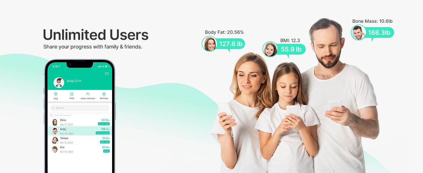 FITINDEX Smart Fitness Body Scale, With Bluetooth App Sync - Tracking Weight, BMI & Body Fat Metrics, Healthcare Data Progress Reports, Body Composition Analysis