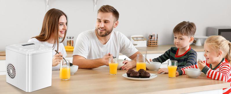 Ice Maker, Portable Ice Machine Self-Cleaning, 9 Cubes in 6 Mins, 26 lbs/24Hrs, 2 Sizes of Bullet Ice for Home Party Office Kitchen Utensils