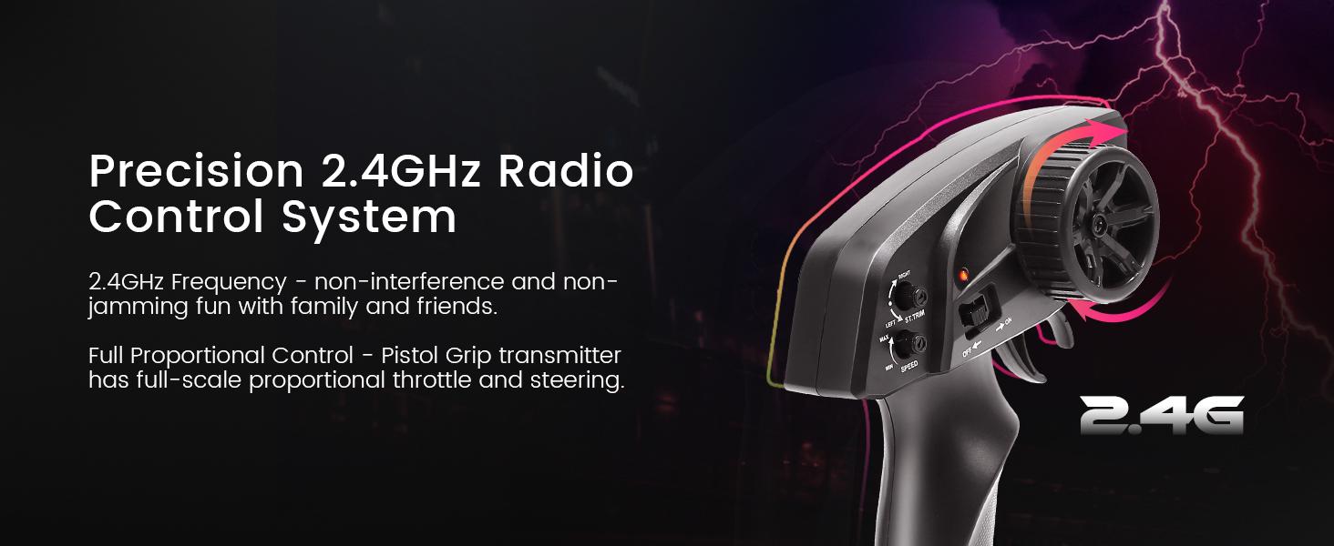 DEERC 9500E 1:16 Scale 4WD All Terrain RC Truck, 40 KPH Performance Remote Control Car, 2.4GHz Stable Control, Dual Rechargeable Batteries, Durable Off Road Hobby RC Vehicle for Beginners & Gift Use