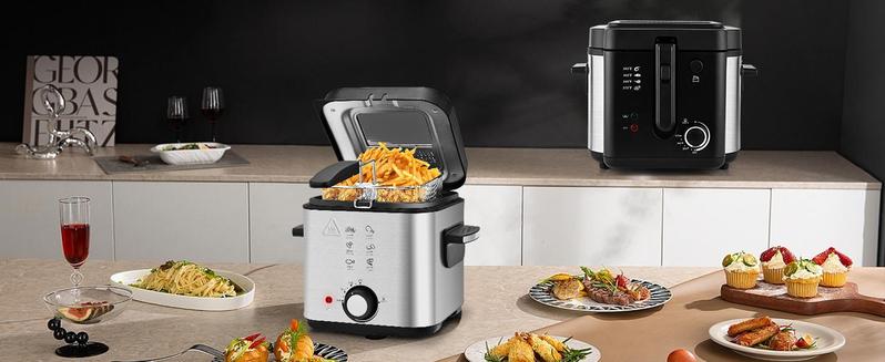 SUSTEAS Easy-Clean SUSTEAS Deep Fryer with Removable Lid & Temp Control – Perfect Household & Kitchen Appliance