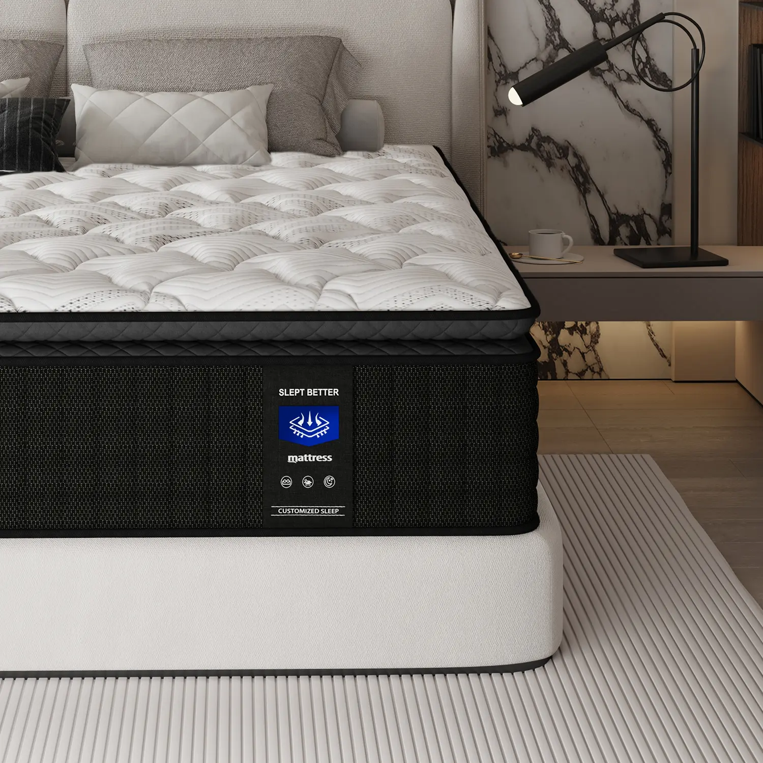 Supportive Hybrid Spring Mattress in a Box - 10/12/14in Medium Firm, Pressure Relief, Spine Soothing, Anti-Allergic, Anti-Dust Mite - Single, Double, Full, Queen, King Sizes - All Ages Compatible