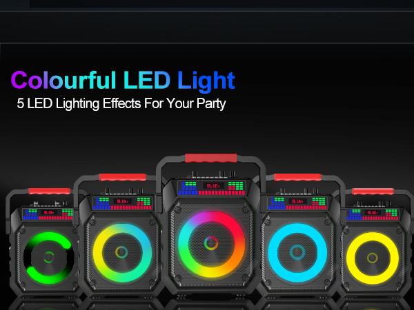 Socodox Karaoke Machine for Adults & Kids Portable Bluetooth 5.2 Speaker with 2 Wireless Microphones RGB Lights AUX USB TF AUX Home PA System for Family Party Outdoor Fun