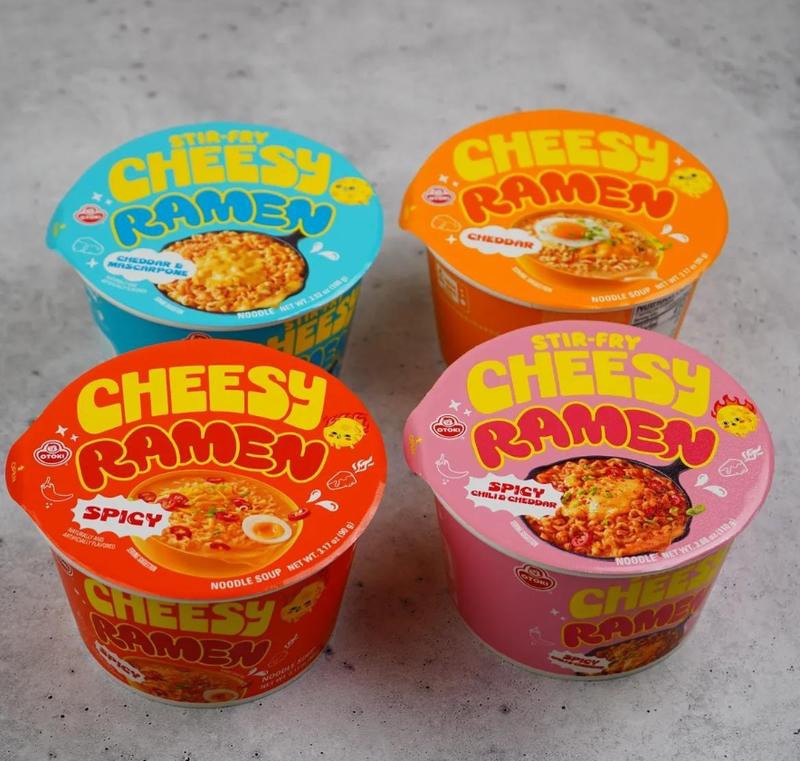 OTTOGI OTOKI Cheesy Ramen Korean Instant Noodles 4 flavors to choose 4 Packs in Cheddar Flavor , Cheddar & Mascarpone Flavor, Spicy Chili & Cheddar Flavor, Spicy Cheddar & Mascarpone Flavor  Creamy & Savory Stir-Fry Ramen
