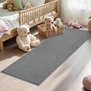 GARVEE 2x6 Soft Runner Rug for Bedroom, Black Fluffy Non-Slip Shag Bedside Runner Mat, Fuzzy Plush Carpet, Washable and Foldable Area Rug for Dorm, Nursery, Hallway, Indoor Home Decor, Grey