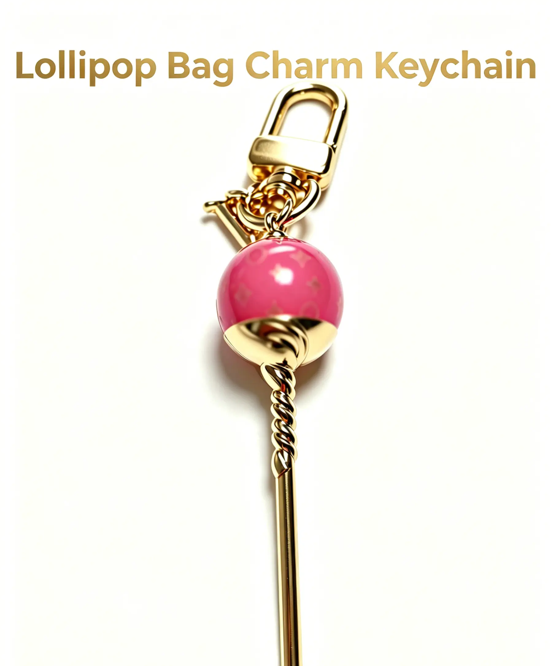 Lollipop Bag Charm Keychain for Women, Playful Gold-Tone Metal Accessory with Glossy Blush Pink Finish and Secure Clip for Purses, Bag Chains And Charms, Backpack Charms