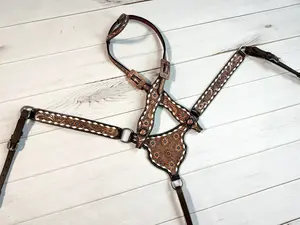 Blue Daisy Gladiator Style Leather Tack Set