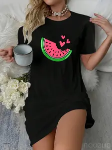 Watermelon Slice Melon Summer Vacation Season Fruit Lovers Casual Dress